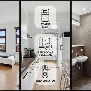 Fuer 13 Gaeste, 5 Schlafzimmer, 2 Baeder, 2 Loggia's, Zentrum Ost Leipzig